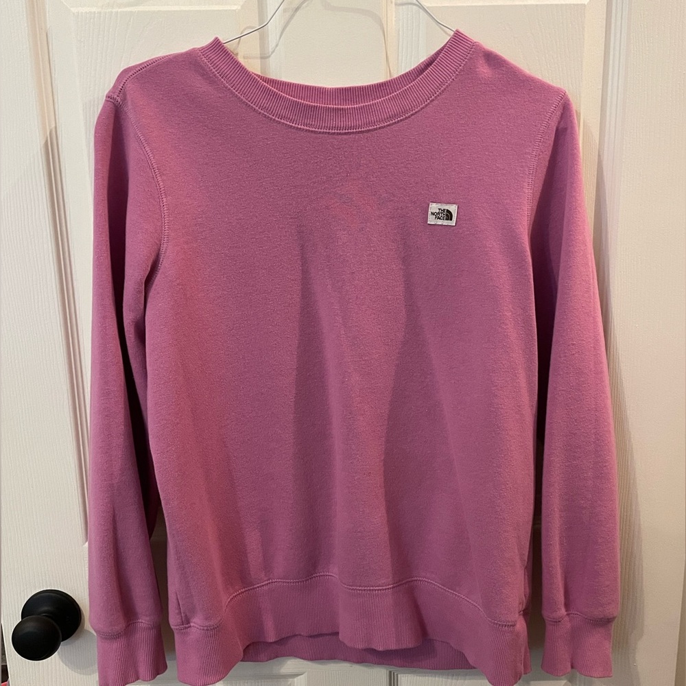 Pink North face crew neck